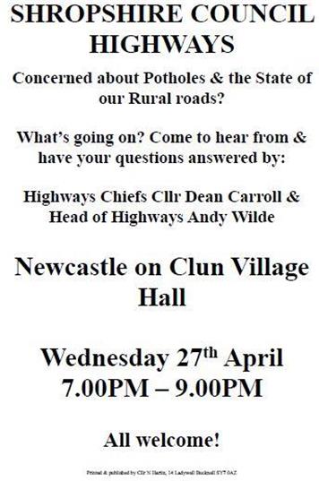  - Reminder...Public Meeting about Highways...